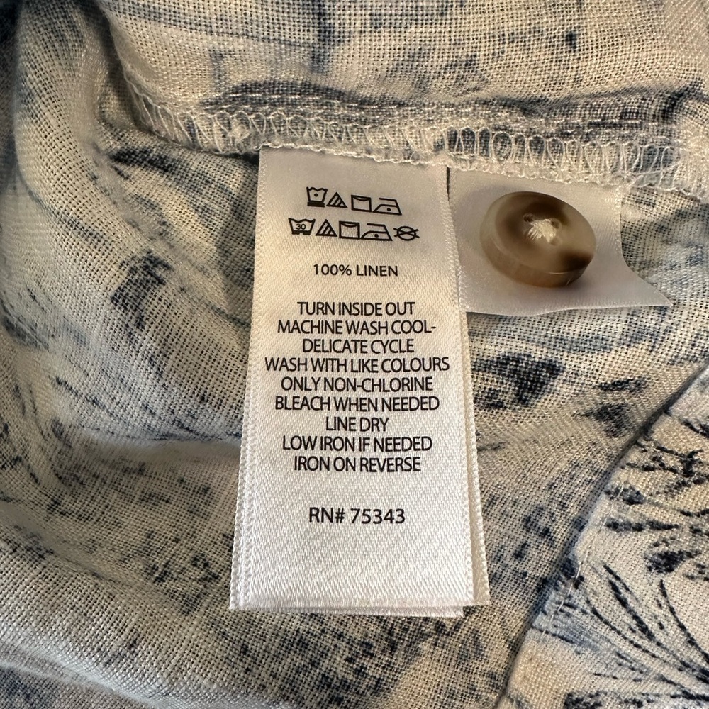 Rachel Zoe 100% Linen Blue Toile Safari Animal Print Belted Safari Jacket Small - Picture 7 of 7